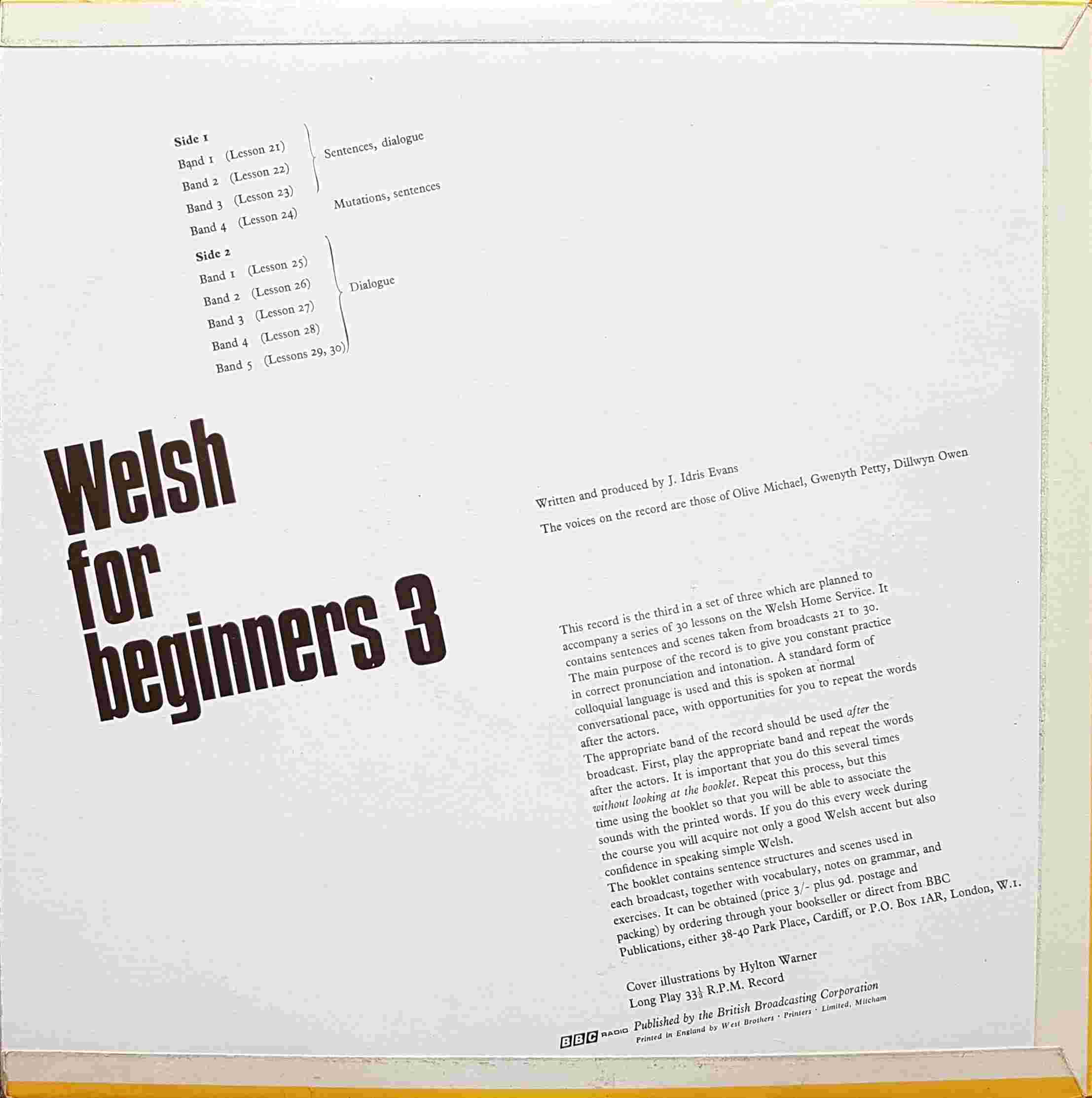 Picture of OP 105/106 Welsh for beginners - BBC radio course for beginners - Lessons 21 - 30 by artist J. Idres Evans from the BBC records and Tapes library